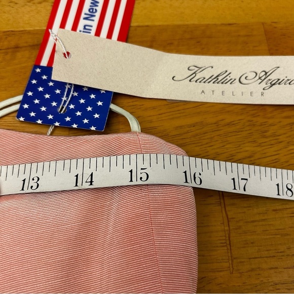 NWT Kathlin Argiro Atelier Pink Strapless Taffeta Gown with Pistachio Sash - Picture 13 of 16